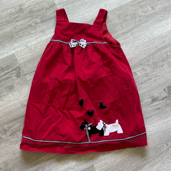 Vintage Other - Vintage Girls Red and Black Scottish terrier pinafore dress size 6